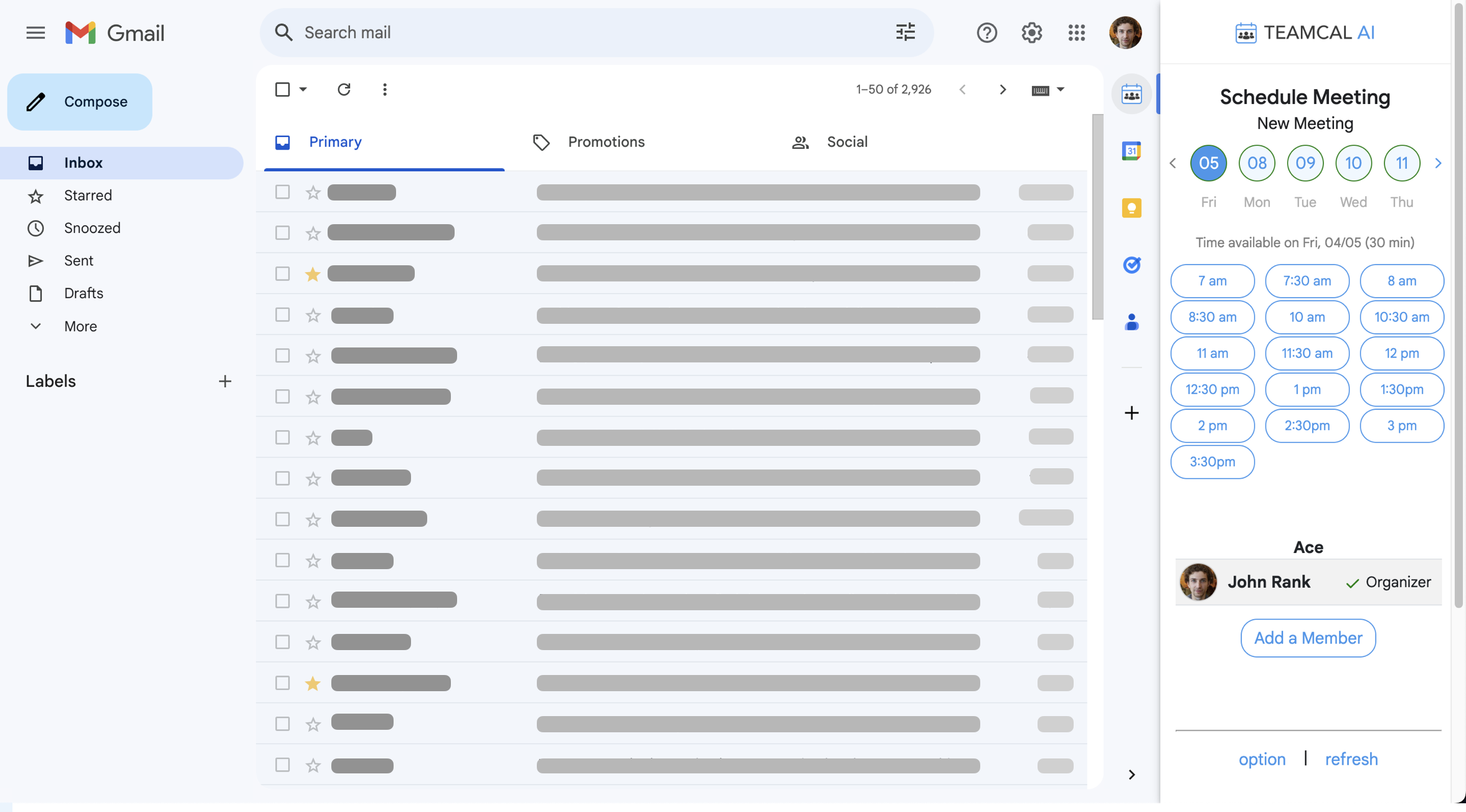 Blocking focus time in Gmail