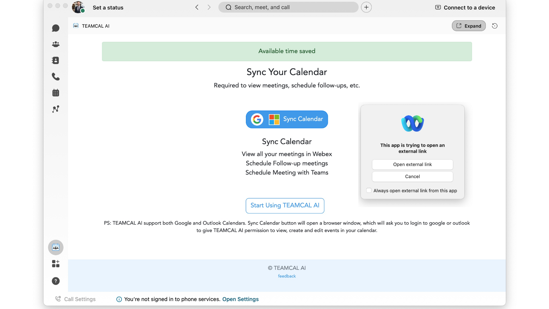 Syncing calendar with ANCI