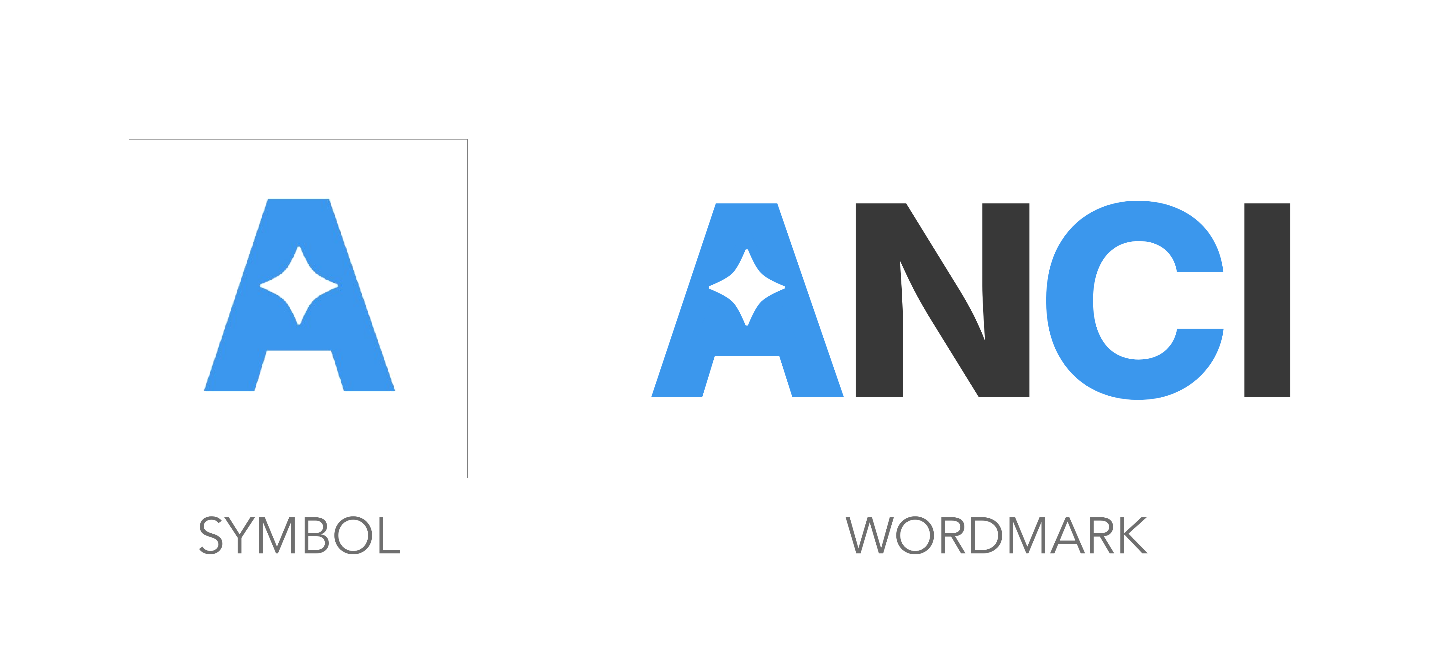 ANCI symbol and wordmark — the A mark with sparkle alongside the ANCI wordmark